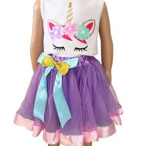 Flower Unicorn Tank Top Purple Tutu Girls Outfit